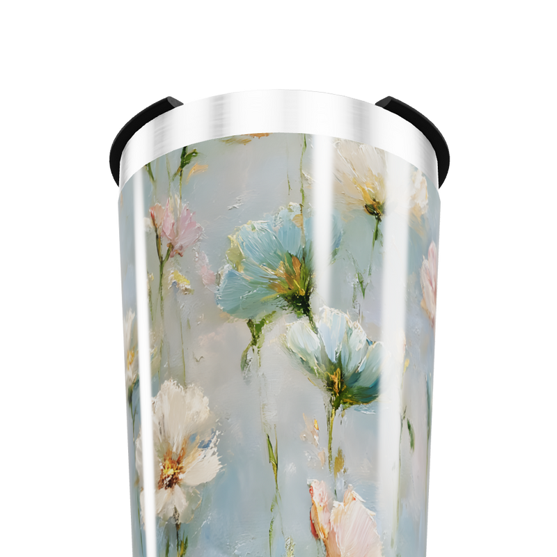 Copo Térmico - Floral Azul Aço Inox