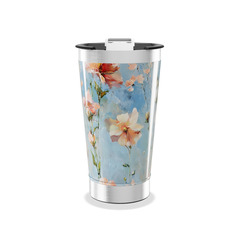 Copo Térmico - Flores Azul Aço Inox