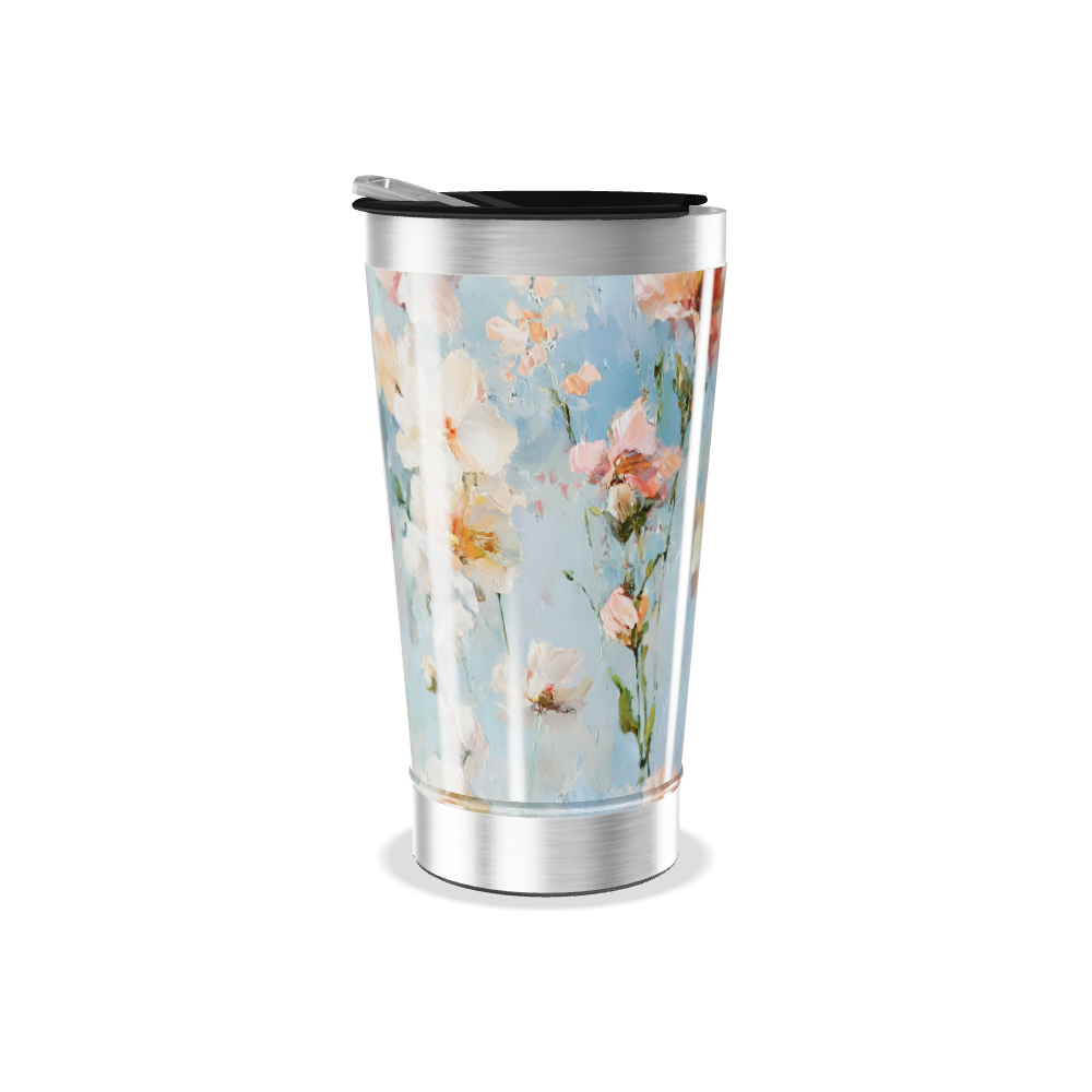 Copo Térmico - Flores Azul Aço Inox