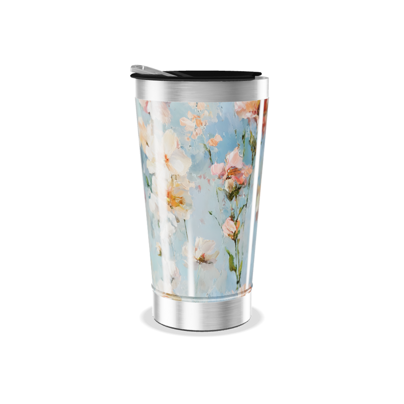 Copo Térmico - Flores Azul Aço Inox