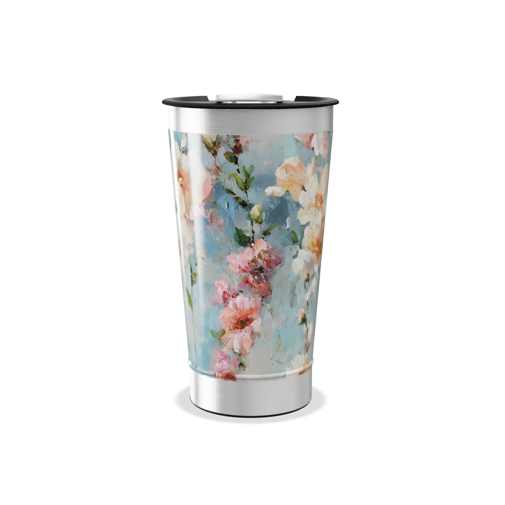 Copo Térmico - Flores Azul Aço Inox