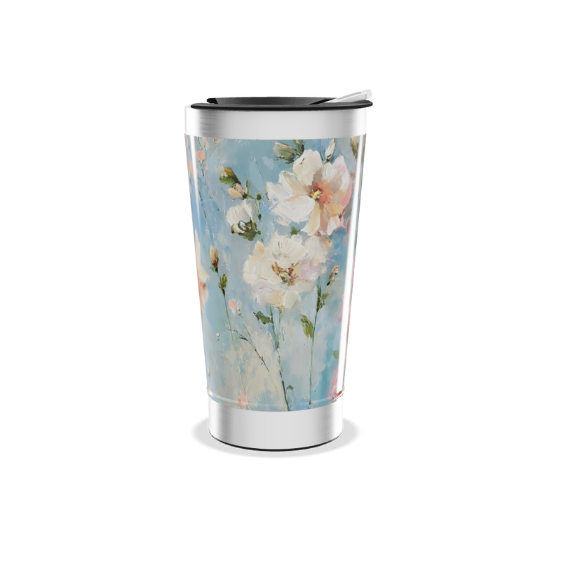 Copo Térmico - Flores Azul Aço Inox