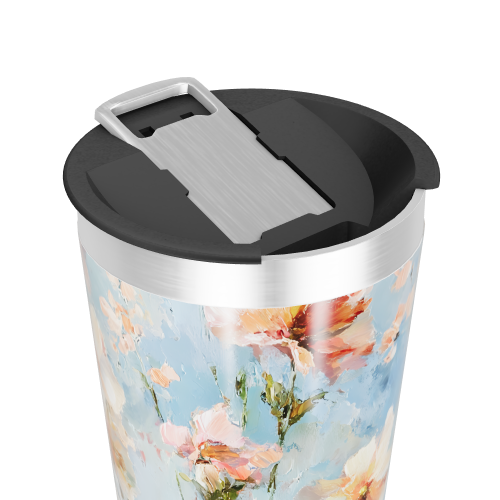 Copo Térmico - Flores Azul Aço Inox