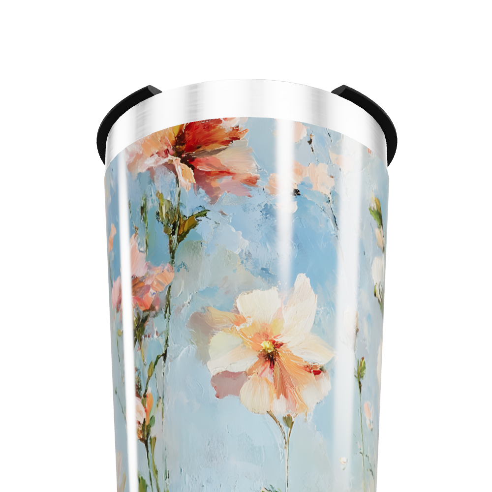 Copo Térmico - Flores Azul Aço Inox