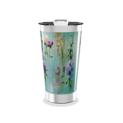 Copo Térmico - Floral Azul Inox