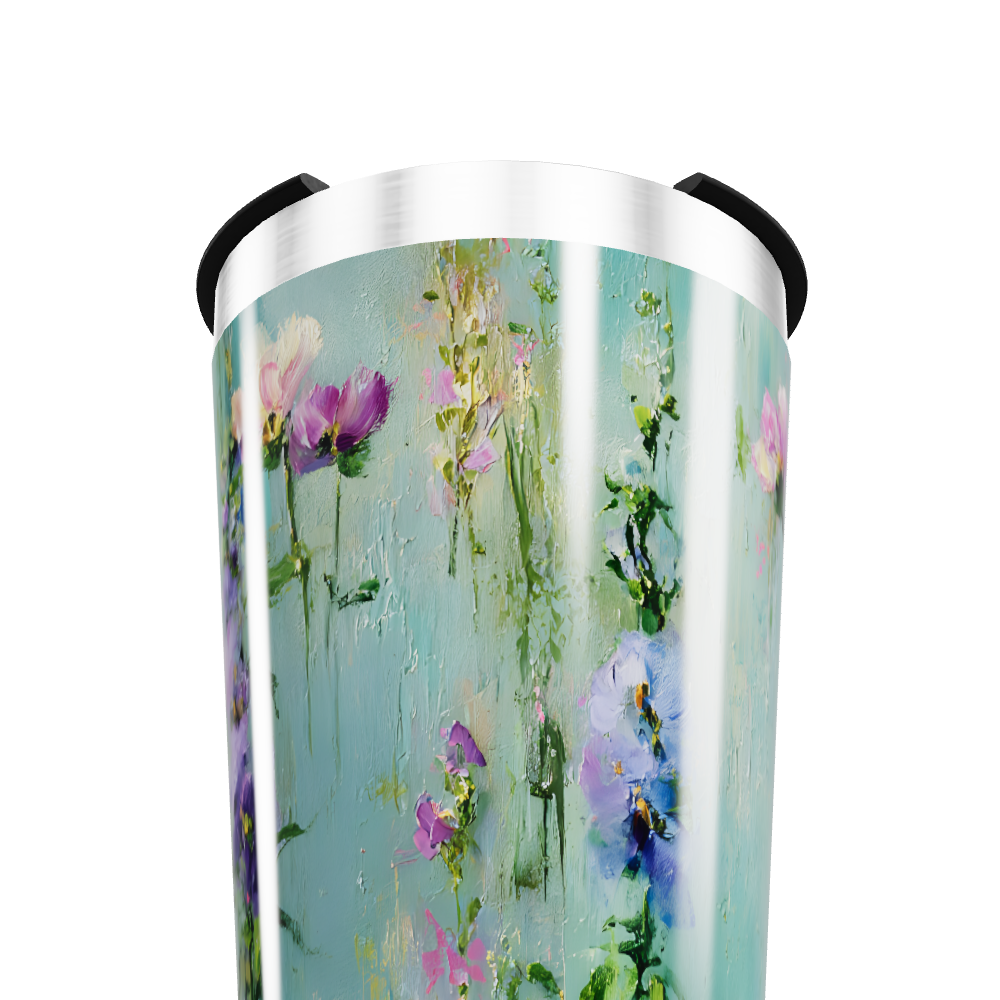 Copo Térmico - Floral Azul Inox