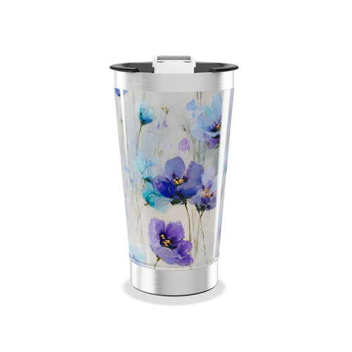 Copo Térmico - Flores Roxas e Azuis