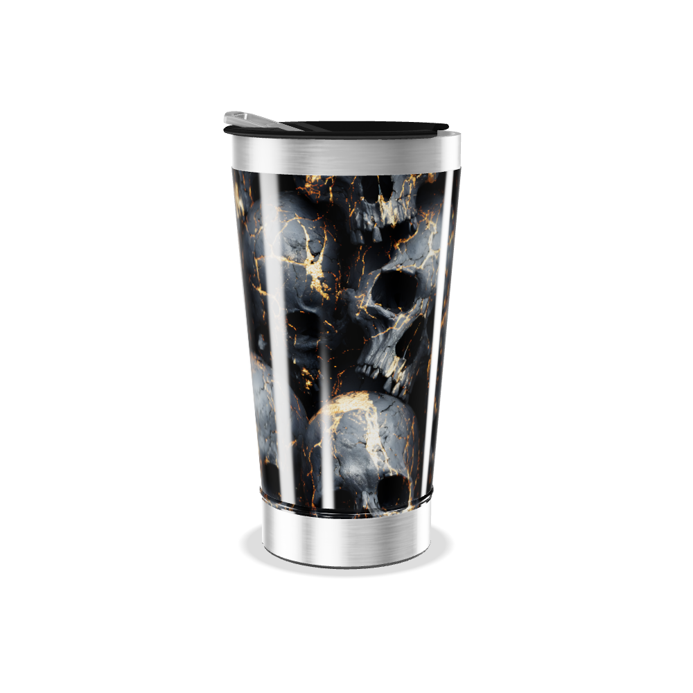 Copo Térmico - Caveiras Preto Dourado