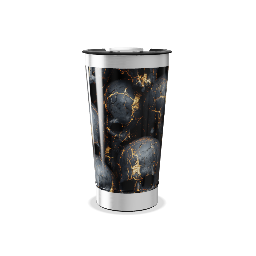 Copo Térmico - Caveiras Preto Dourado