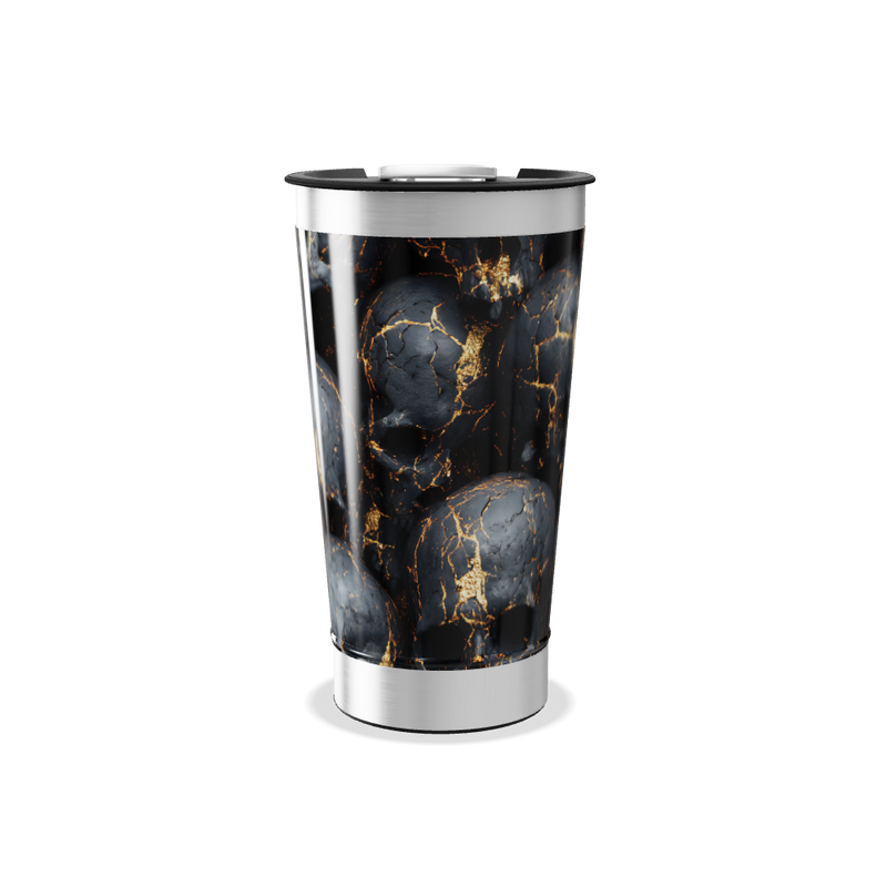 Copo Térmico - Caveiras Preto Dourado