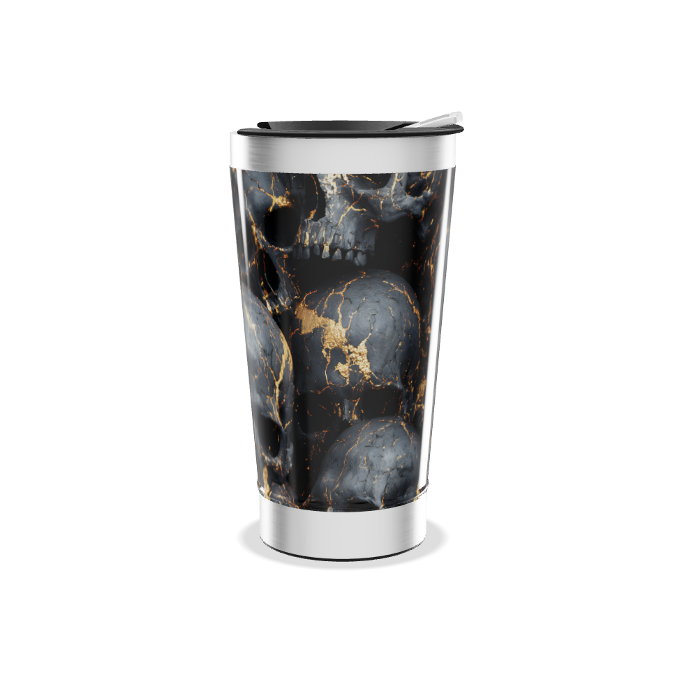 Copo Térmico - Caveiras Preto Dourado