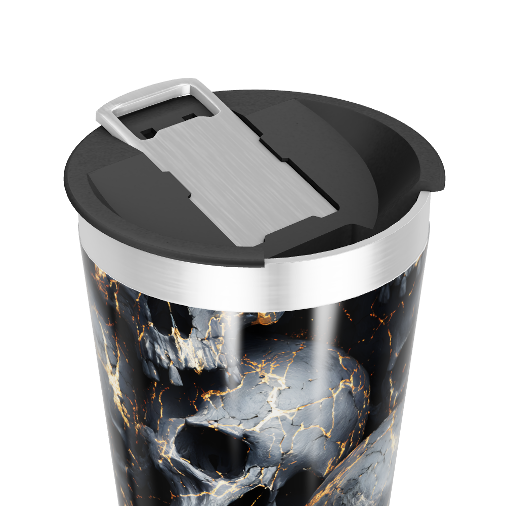 Copo Térmico - Caveiras Preto Dourado