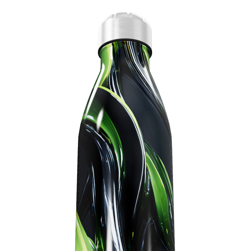 Garrafa Inox - Estampa Verde e Preto