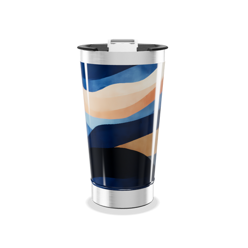 Copo Térmico - Estampado Azul e Bege