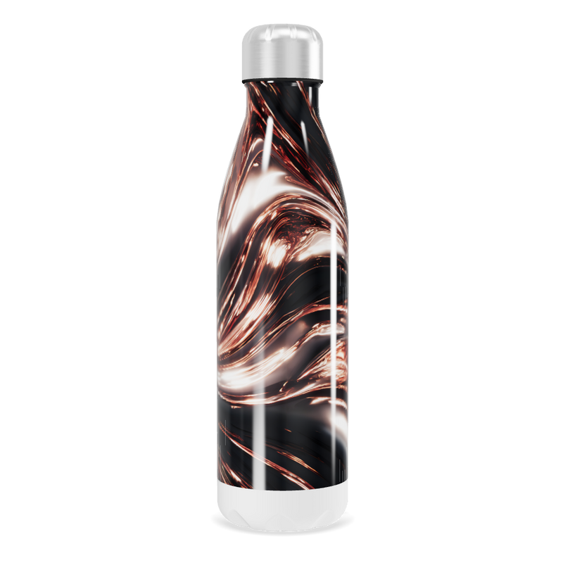 Garrafa Inox - Design Mármore Preto e Cobre