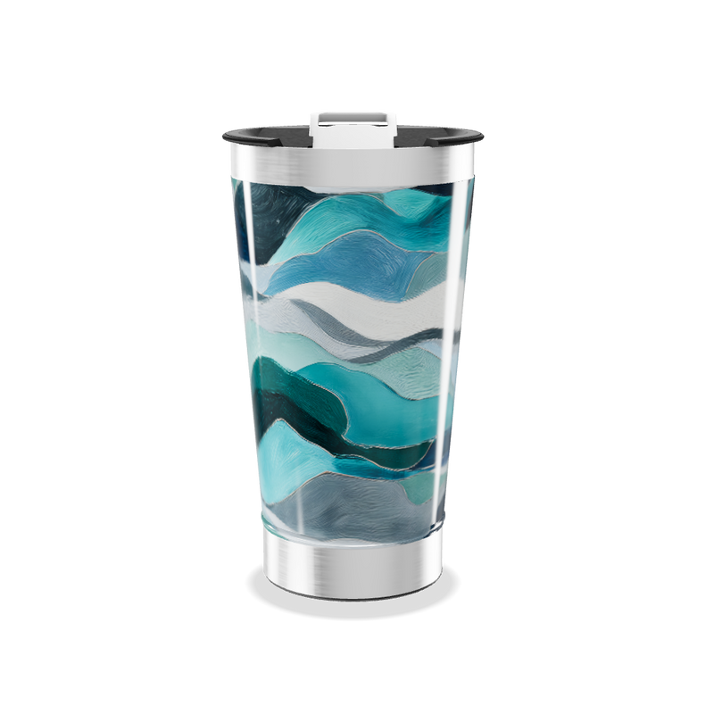 Copo Térmico - Ondas Azul Aço Inox