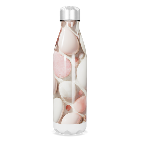 Garrafa Inox - Estampa Pedras Rosa e Branco