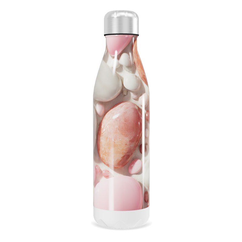 Garrafa Inox - Estampa Pedras Rosa e Branco