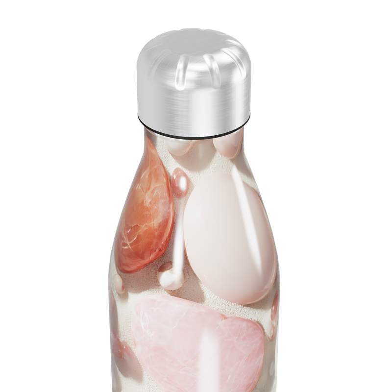 Garrafa Inox - Estampa Pedras Rosa e Branco