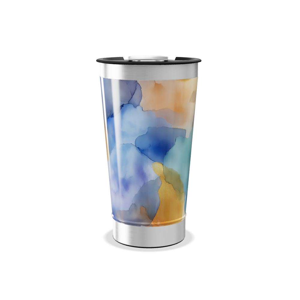 Copo Térmico - Estampa Abstrata Azul