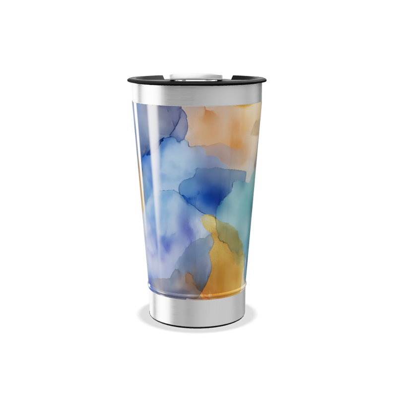 Copo Térmico - Estampa Abstrata Azul