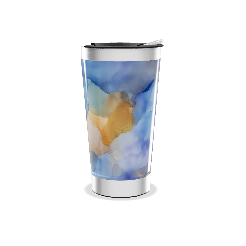 Copo Térmico - Estampa Abstrata Azul