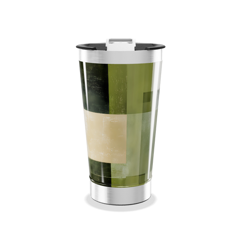 Copo Térmico - Verde com Estampa Quadrada