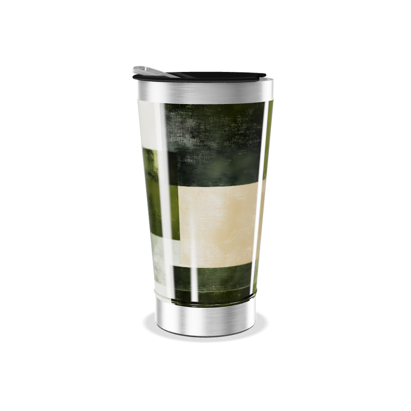 Copo Térmico - Verde com Estampa Quadrada