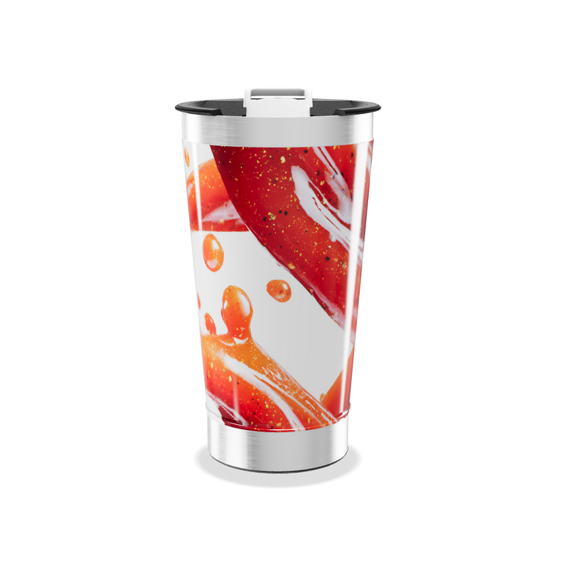 Copo Térmico - Estampa Abstrata Vermelha