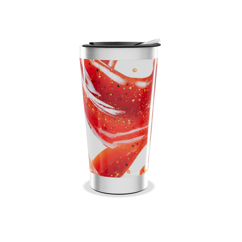 Copo Térmico - Estampa Abstrata Vermelha