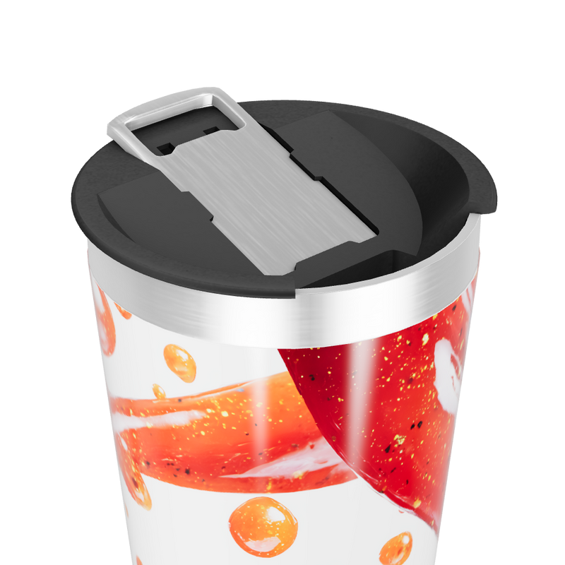 Copo Térmico - Estampa Abstrata Vermelha