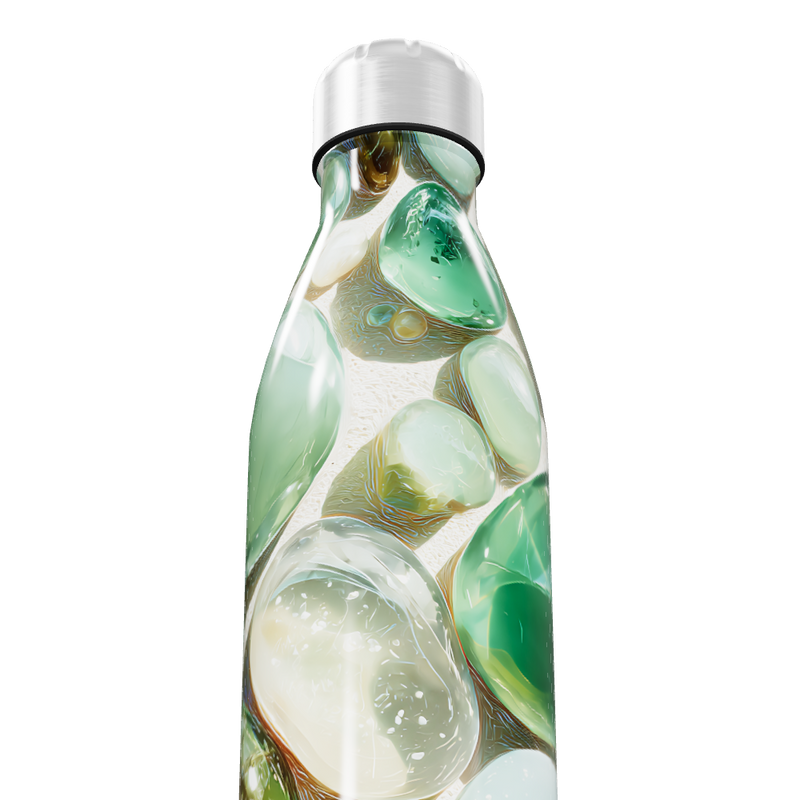 Garrafa Inox - Estampa Pedras Verdes