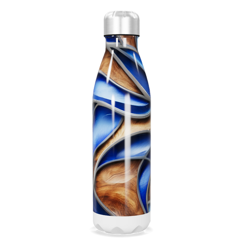 Garrafa Inox - Estampa Azul e Madeira