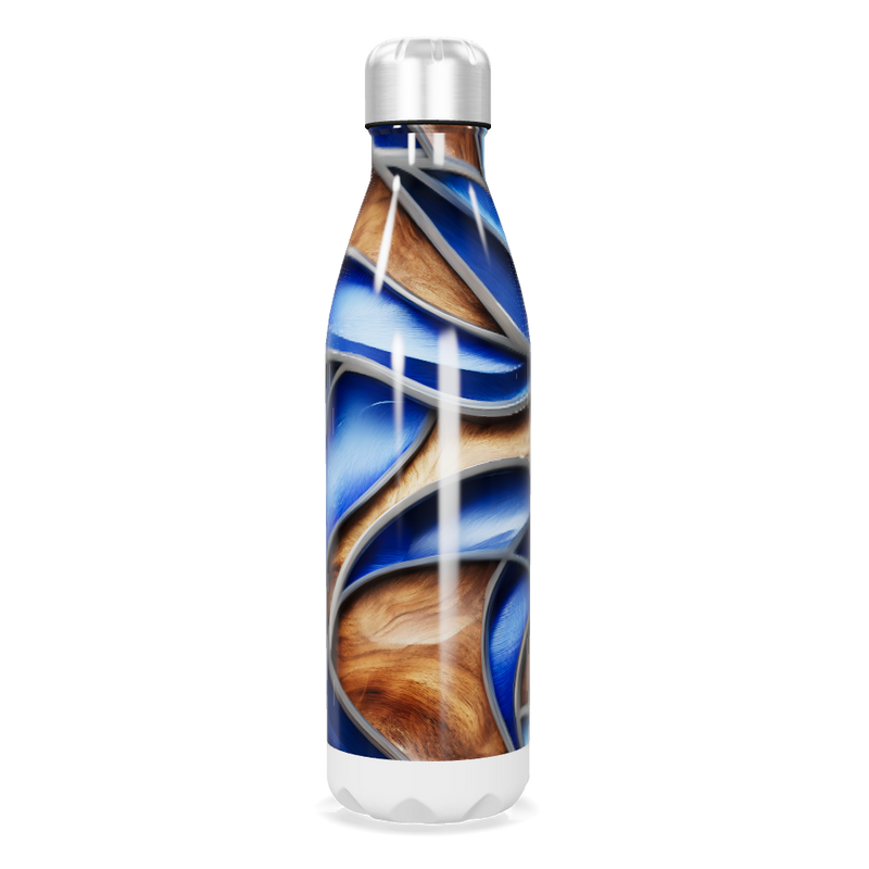 Garrafa Inox - Estampa Azul e Madeira