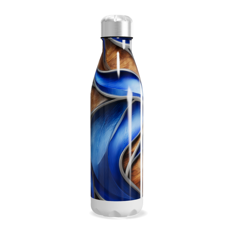 Garrafa Inox - Estampa Azul e Madeira