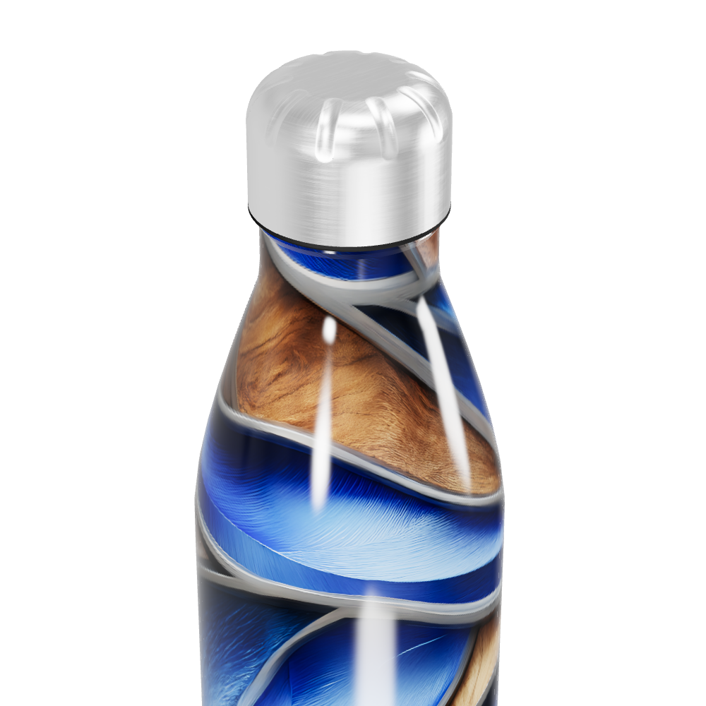 Garrafa Inox - Estampa Azul e Madeira