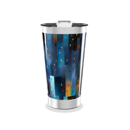 Copo Térmico - Aço Inox Azul Abstrato