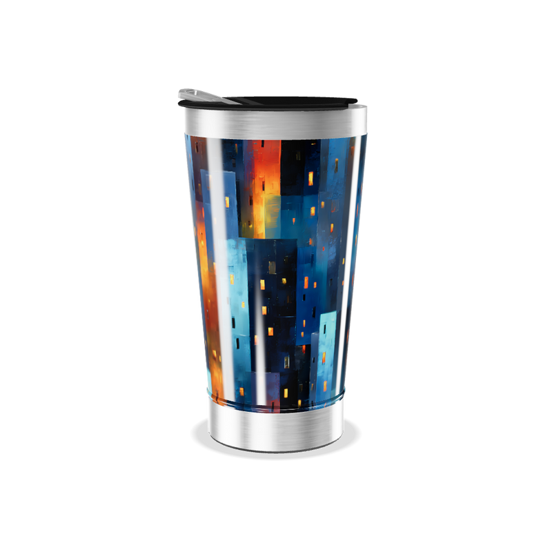 Copo Térmico - Aço Inox Azul Abstrato