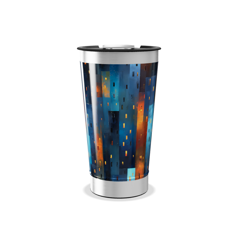 Copo Térmico - Aço Inox Azul Abstrato