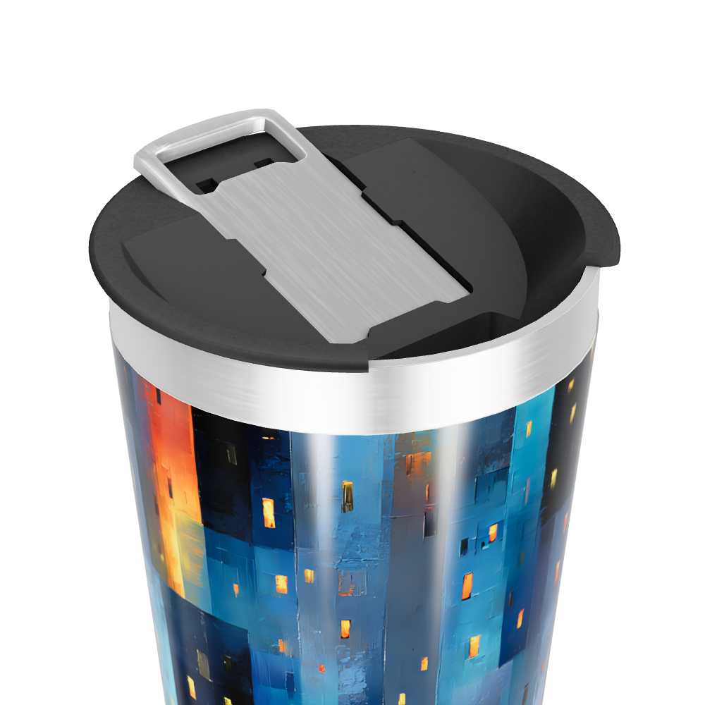 Copo Térmico - Aço Inox Azul Abstrato