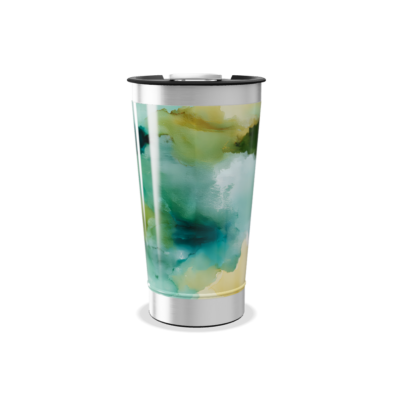 Copo Térmico - Estampa Abstrata Verde