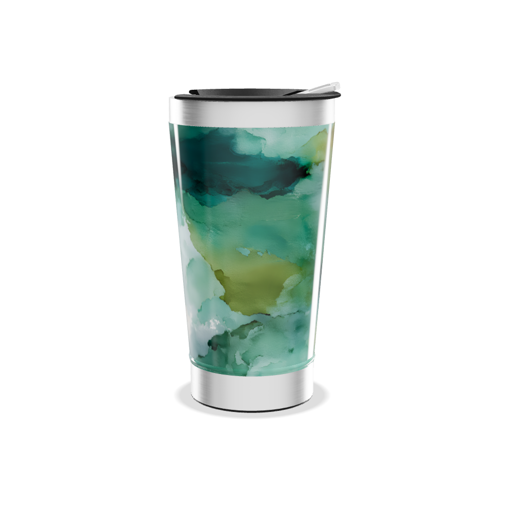 Copo Térmico - Estampa Abstrata Verde