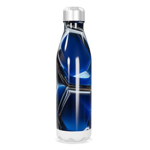 Garrafa Inox - Azul com Design Geométrico