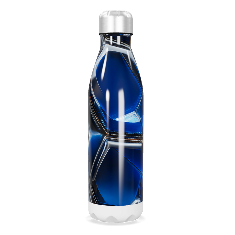 Garrafa Inox - Azul com Design Geométrico