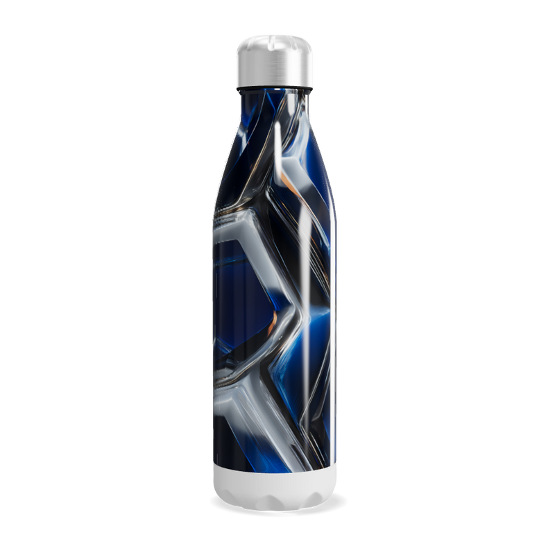 Garrafa Inox - Azul com Design Geométrico