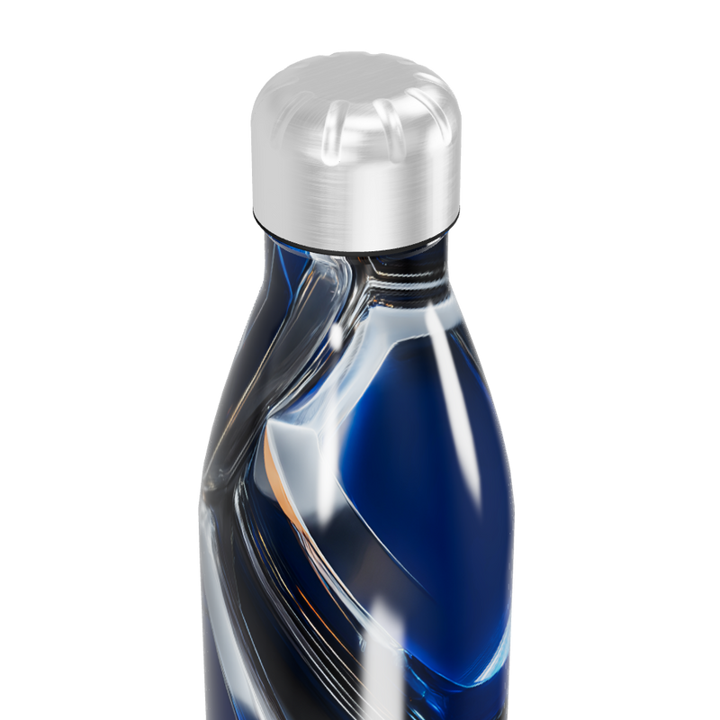 Garrafa Inox - Azul com Design Geométrico