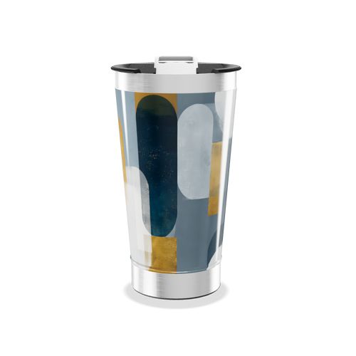 Copo Térmico - Design Geométrico Azul