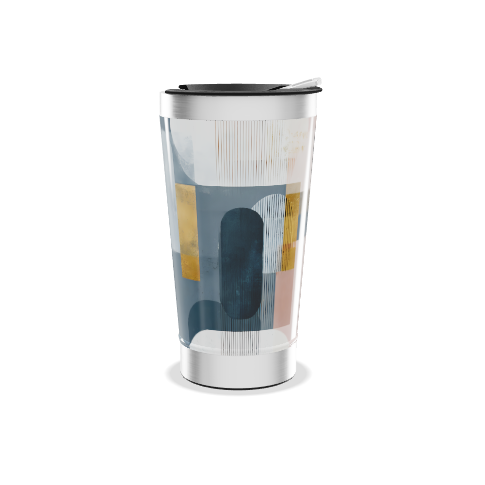 Copo Térmico - Design Geométrico Azul