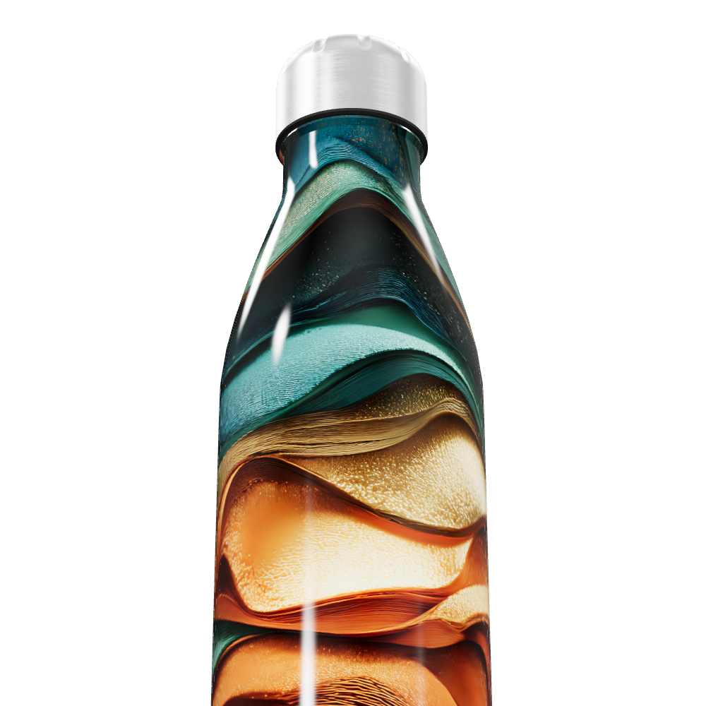 Garrafa Inox - Estampa Ondas Coloridas