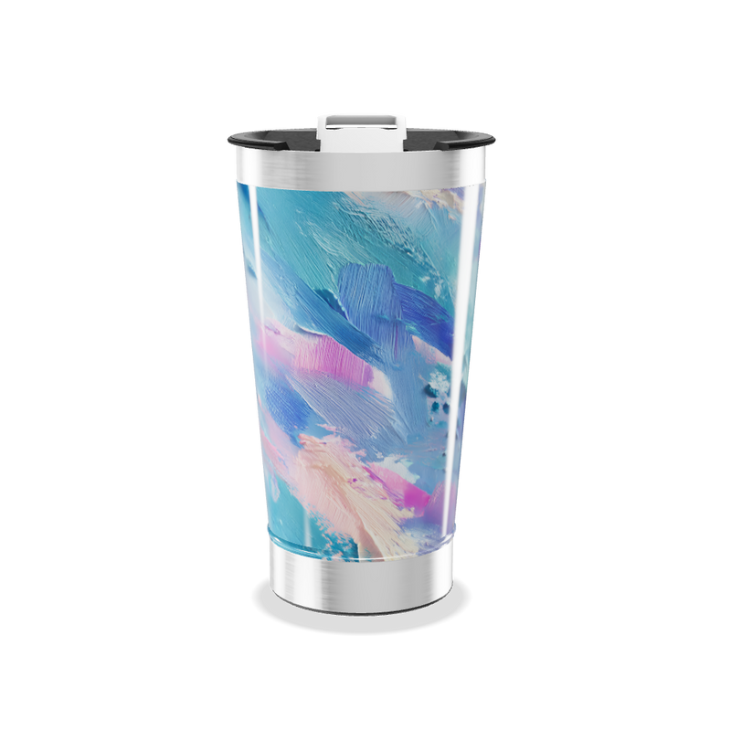 Copo Térmico - Pintura Azul Rosa Inox